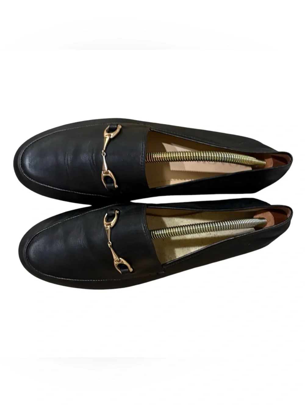 Coach Haley Horsebit Loafers Black Leather Gold Bit Flats Womens 8 Flawed